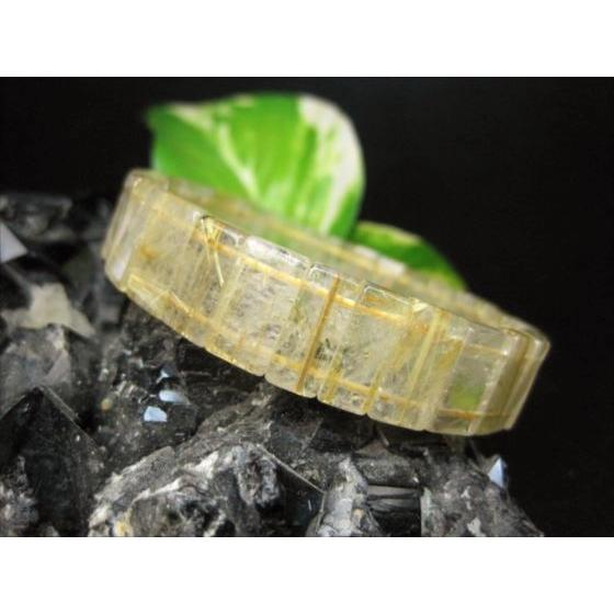 ブレスレット ゴールドルチルクォーツ スクエアカット 15×4×7mm 一点物