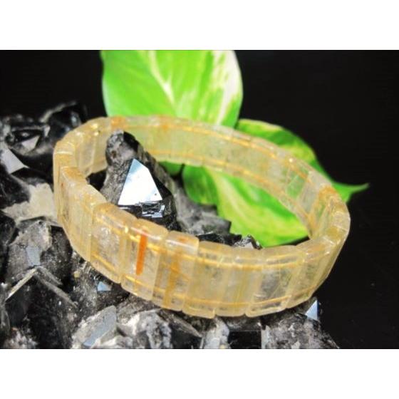 ブレスレット ゴールドルチルクォーツ スクエアカット 15×4×7mm 一点物 