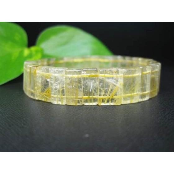 ブレスレット ゴールドルチルクォーツ スクエアカット 15×5×6mm 一点物 