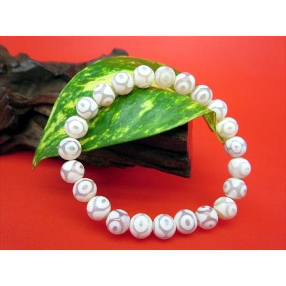 均一ブレスレット 虎牙三眼天珠 白 Φ8±0.2mm : 天然石のお店Sun flower
