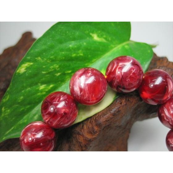 均一ブレスレット 合成樹脂琥珀 レッドマーブルアンバー Φ15.8±0.2mm