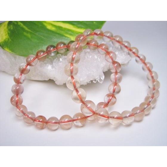 均一ブレスレット ラビットファーレッドルチル アンフィボールイン  