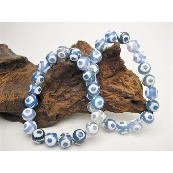 均一ブレスレット 三眼天珠 ブルー Φ10±0.2mm : 天然石のお店Sun