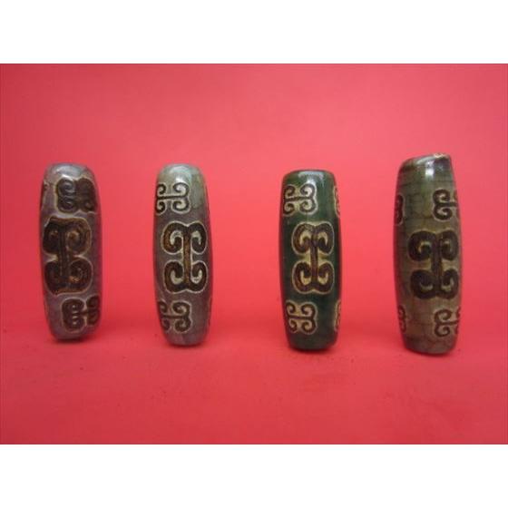 チベット高級龍紋天珠 如意天珠 30×11mm 2粒SET :set0030:天然石のお店