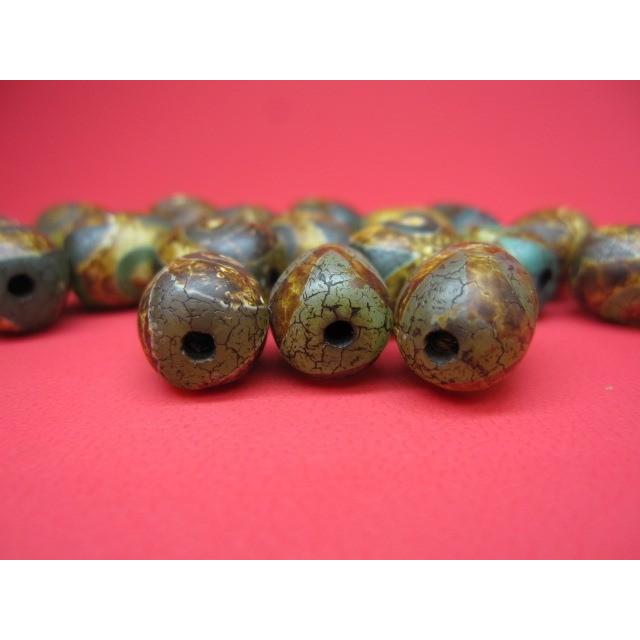 チベット火供天珠 虎牙三眼天珠 Φ13×10mm 4粒SET : 天然石のお店