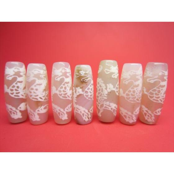 チベット天珠 龍神天珠 白 30×10mm 2粒SET : 天然石のお店Sun flower