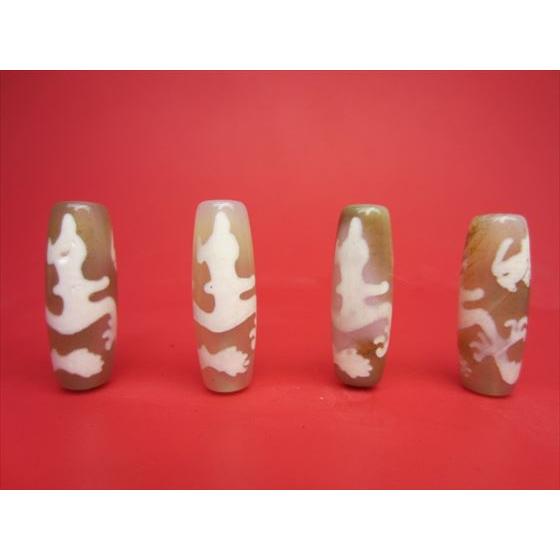 チベット天珠 騎龍観音天珠 白 29-30×10-11mm 2粒SET : 天然石のお店