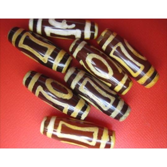 在庫処分 チベット天珠 雙天地天珠30×10mm8粒SET : 天然石のお店Sun