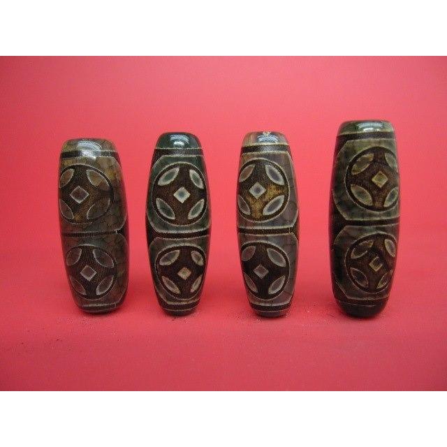 チベット高級龍紋天珠 虎牙銭幣天珠 30×10±1mm 2粒SET :set0150:天然石のお店Sun flower 通販 龍紋・丸型 増益星辰天珠 約14mm ◆特選◆西蔵 チベット 天珠 dZiBeads バラ売り 粒売り