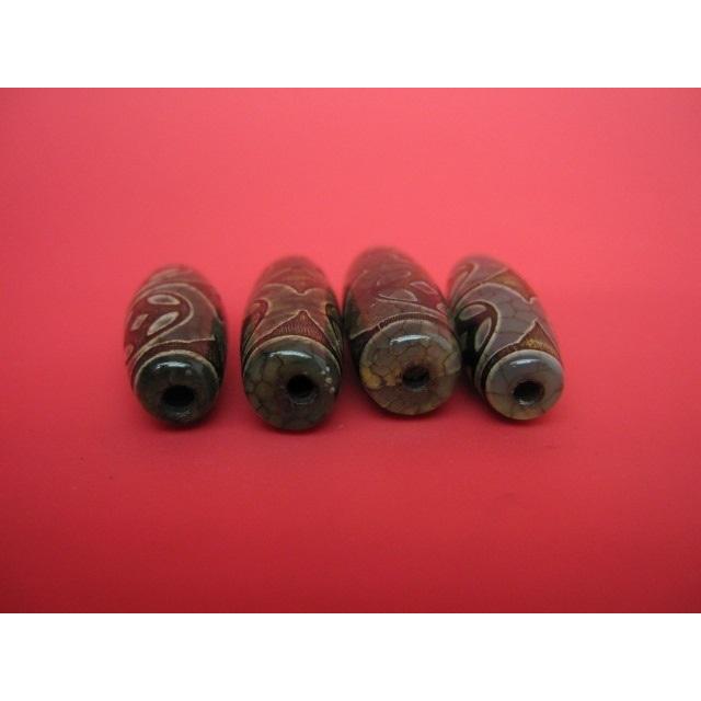 チベット高級龍紋天珠 虎牙銭幣天珠 30×10±1mm 2粒SET :set0150:天然石のお店Sun flower 通販 龍紋 宝瓶天珠 約31×14.5mm ◆特選◆西蔵 チベット 天珠 dZiBeads バラ売り 粒売り