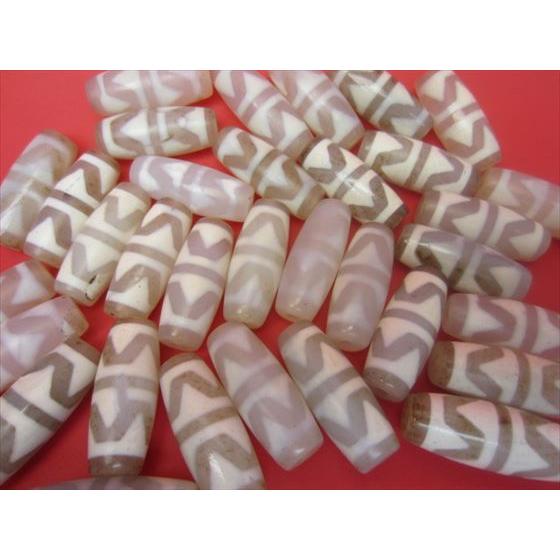 チベット天珠 四線虎牙天珠 白 28×11.5±0.5mm 4粒SET : 天然石のお店