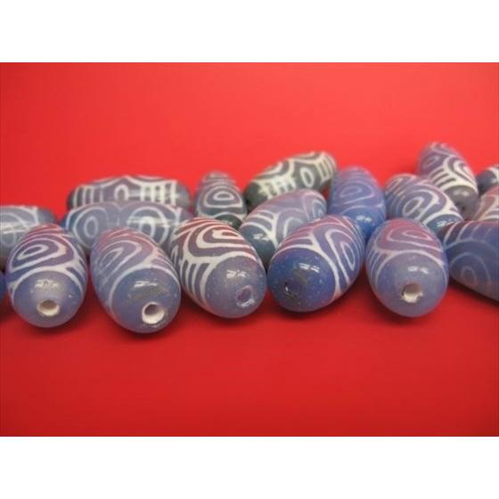 チベット天珠 龍眼天珠 ブルー 31×14.5mm 2粒SET : 天然石のお店Sun