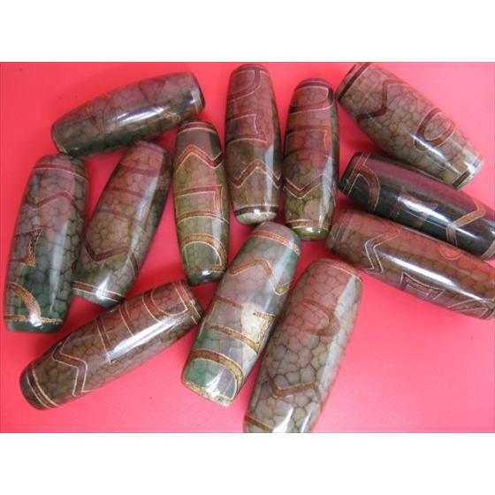 チベット高級龍紋天珠 息増懐珠天珠 37-41×12-15mm 2粒SET : 天然石の