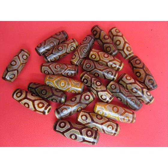 チベット高級龍紋天珠 亀甲九眼天珠 30×10mm 2粒SET : 天然石の