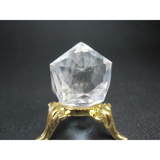 置物 水晶 多面カット Φ26mm 金属台座付き 一点物 : 天然石のお店Sun