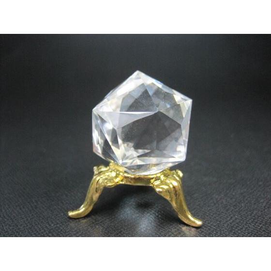 置物 水晶 多面カット Φ28mm 金属台座付き 一点物 : 天然石のお店Sun