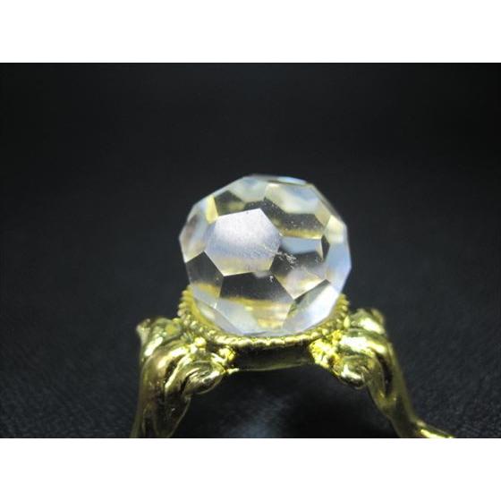 置物 水晶 多面カット Φ15mm 金属台座付き 一点物 : 天然石のお店Sun