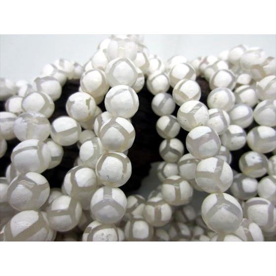 連売り商品 亀甲長寿天珠 ホワイト 多面カット Φ10mm±0.2mm
