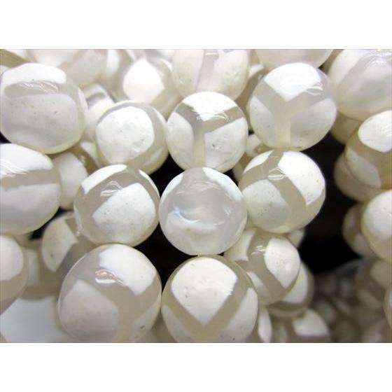 亀甲長寿天珠★デザインブレス 連売り商品 亀甲長寿天珠 ホワイト 多面カット Φ10mm±0.2mm