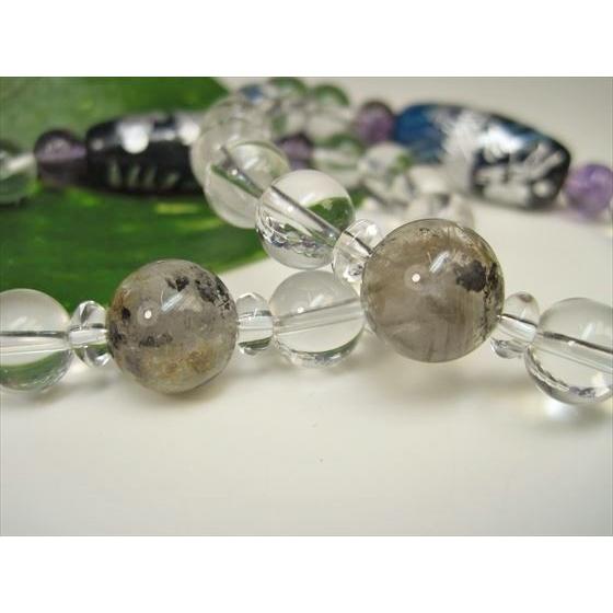 ブレスレット 手彫り龍神天珠 水晶 青縞メノウ シルバー : 天然石のお