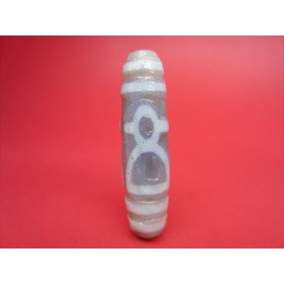 チベット高級天珠 財神天珠 白 稀少手彫り彫刻 一点物