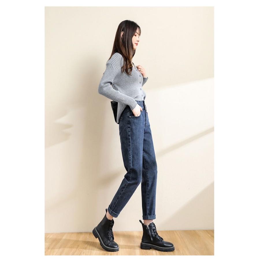 デニム スリム ハイウエスト ダメージ風 Y2K 平成 ファッション
