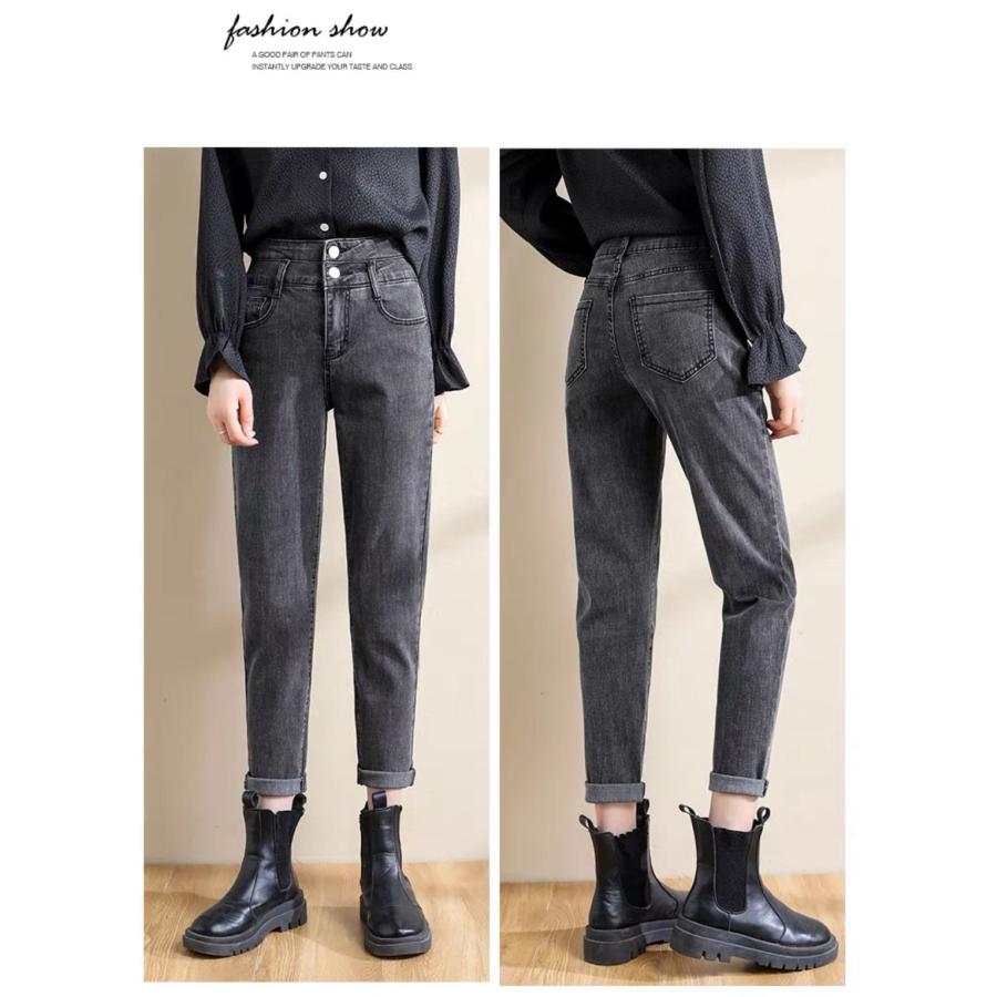 デニム スリム ハイウエスト ダメージ風 Y2K 平成 ファッション