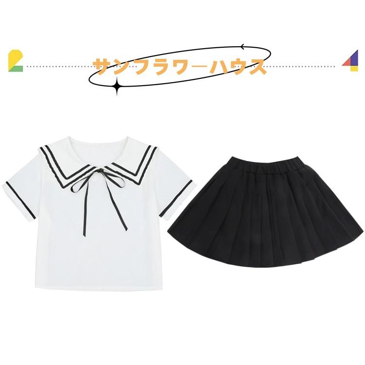 子供 キッズ ブラウス 女の子 半袖 夏服 セーラー風 白 シャツ
