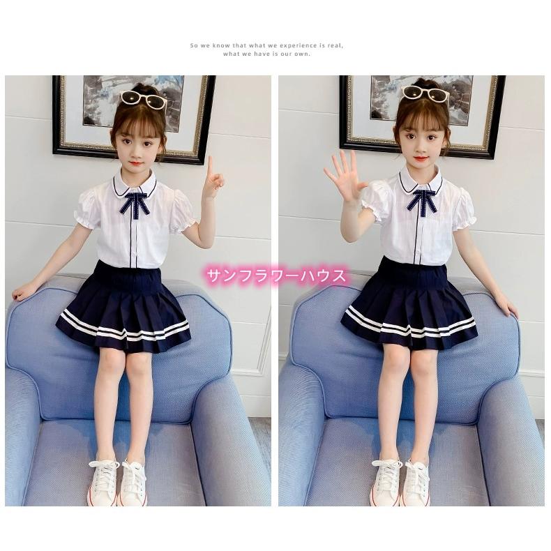 子供服 ショートパンツ セットアップ 半袖Tシャツ プリーツスカート 二
