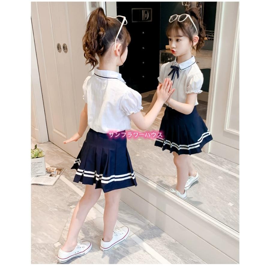 子供服 ショートパンツ セットアップ 半袖Tシャツ プリーツスカート 二