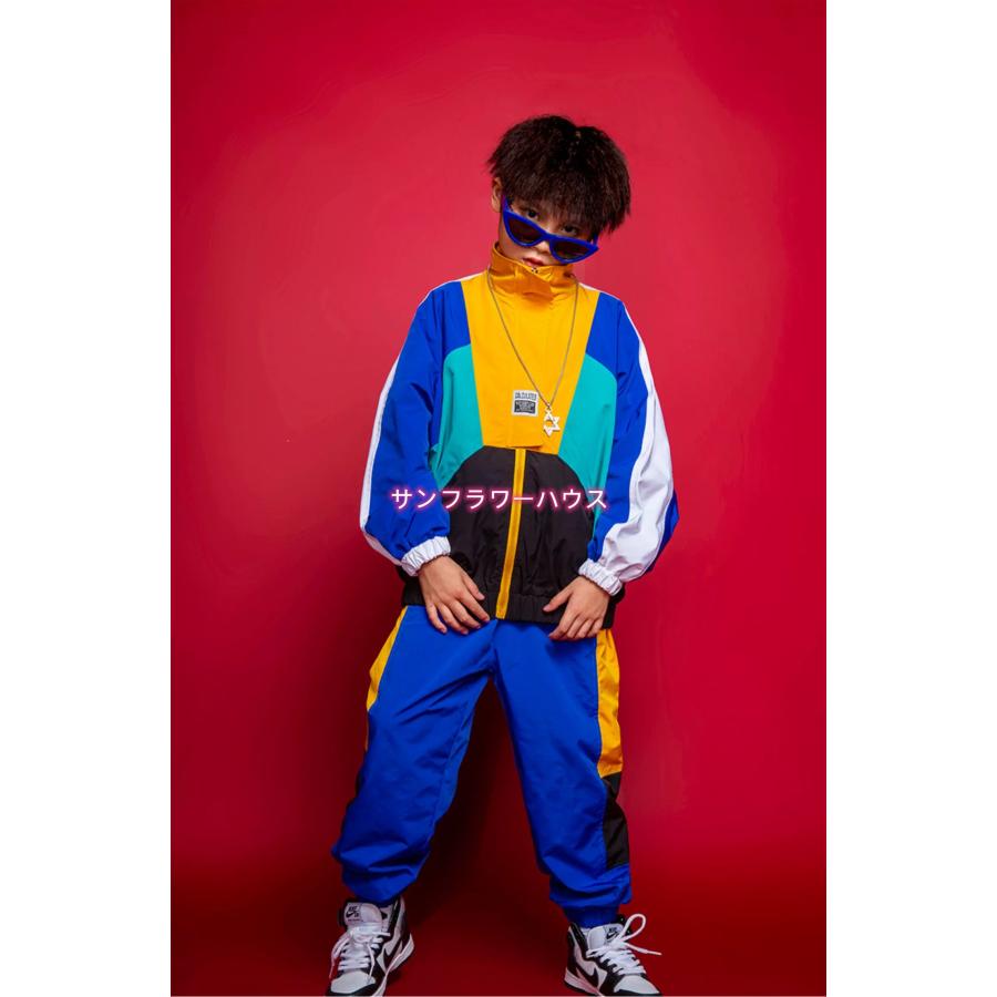 キッズ ダンス 衣装 セットアップ ジャケット ヒップホップ 青 長袖 紫