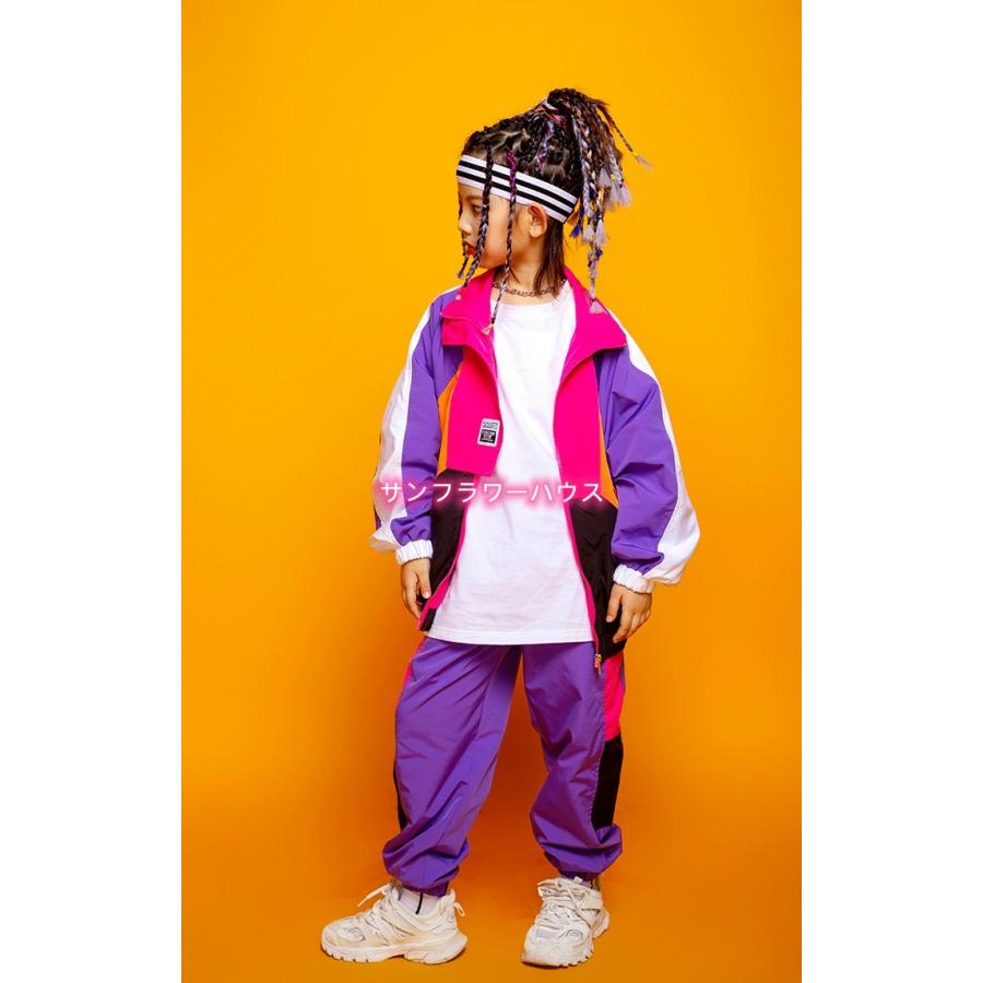 キッズ ダンス 衣装 セットアップ ジャケット ヒップホップ 青 長袖 紫