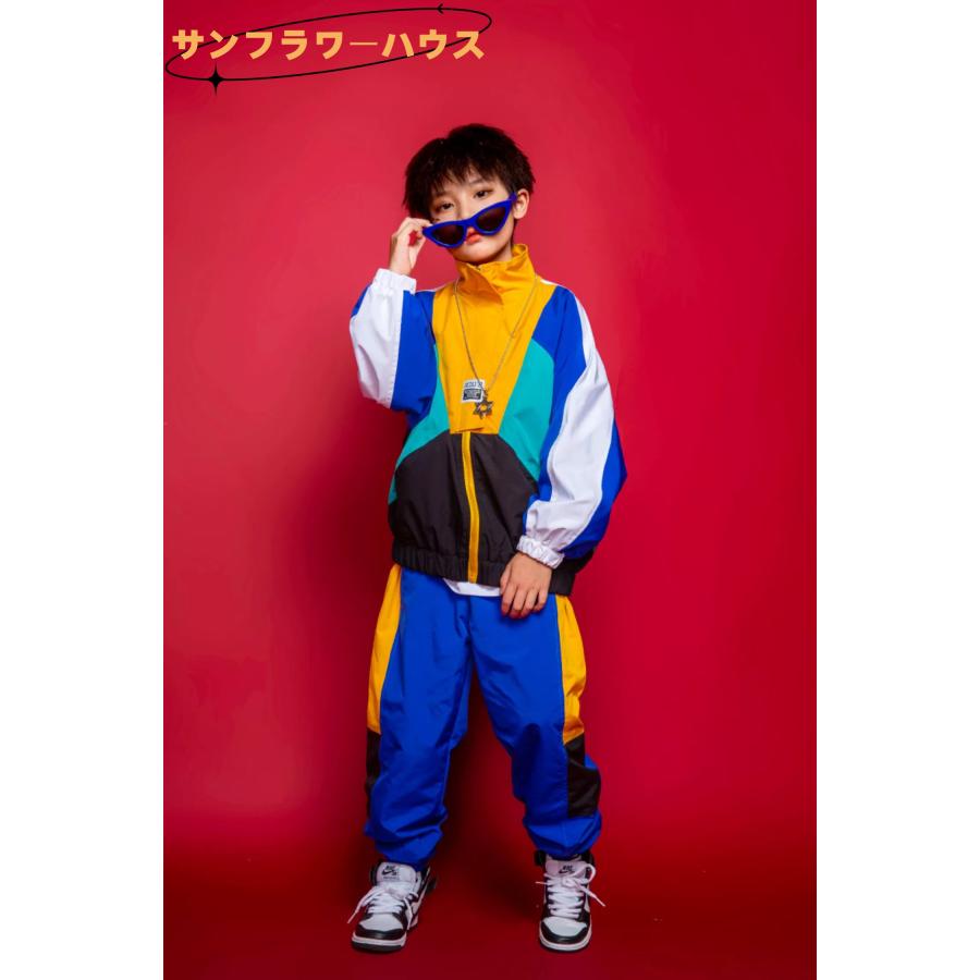 キッズ ダンス 衣装 セットアップ ジャケット ヒップホップ 青 長袖 紫