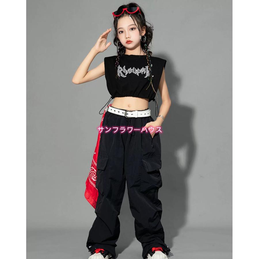 エスパン　黒いフラワー刺繍　ダンス衣装　M 楽天市場】ダンス衣装 女の子 かっこいい 黒 トップス シルバー パンツ