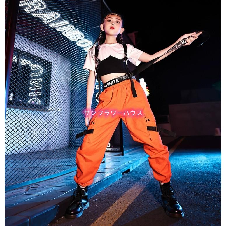 ダンス 衣装 キッズ 韓国 メッシュトップ ガールズ セットアップ