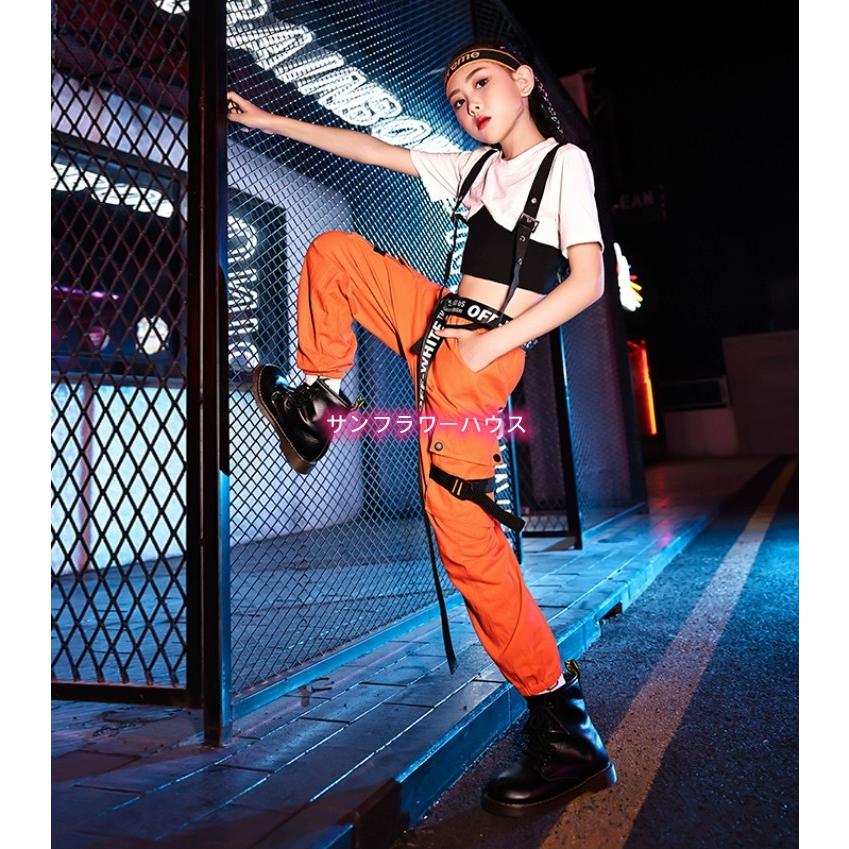 ダンス 衣装 キッズ 韓国 メッシュトップ ガールズ セットアップ