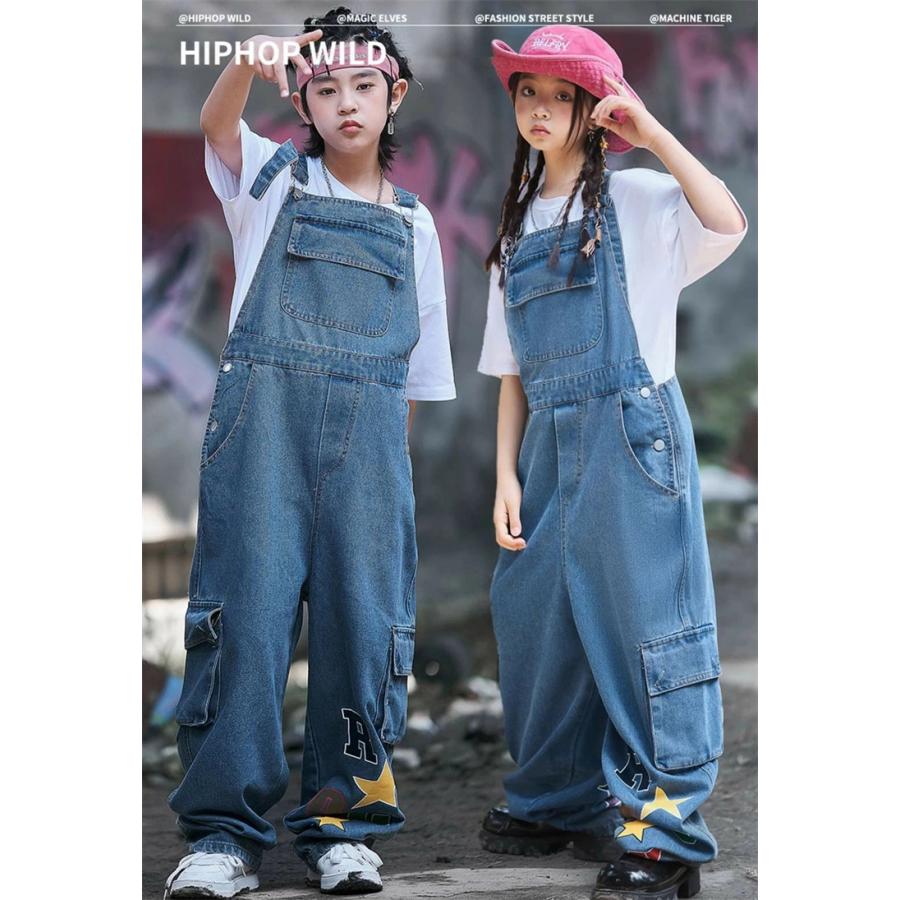 デニム サロペット ダンス衣装 セット 女の子 男の子 オールインワン
