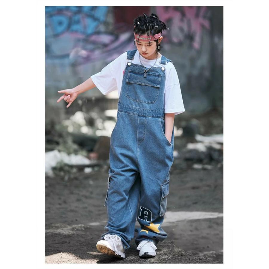 デニム サロペット ダンス衣装 セット 女の子 男の子 オールインワン