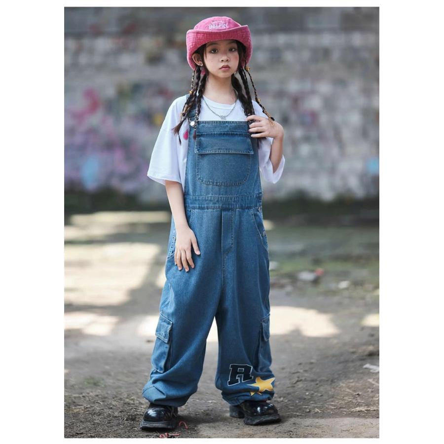 デニム サロペット ダンス衣装 セット 女の子 男の子 オールインワン