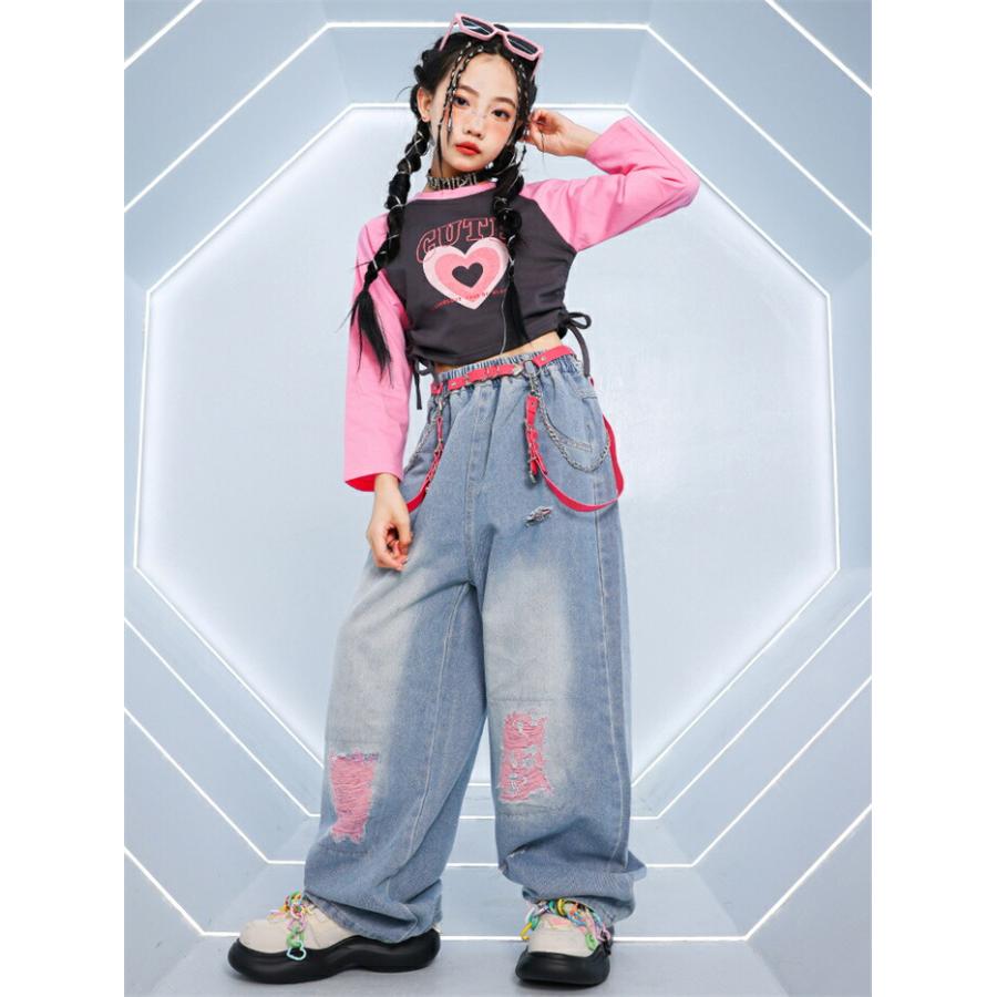 セットアップ スカート ロングパンツ ハート ヒップホップ キッズ
