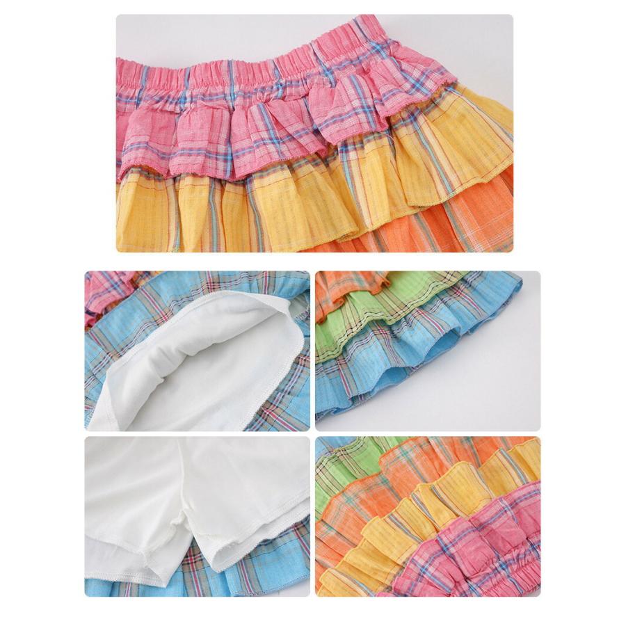 キッズダンス 女の子 虹色 スカート 3点セット 演出服 ピンク プリーツ