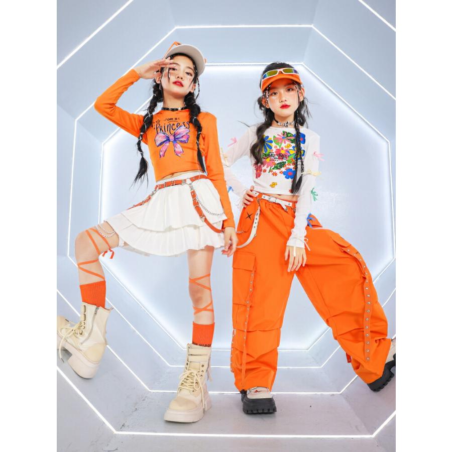 ダンス衣装 ヒップホップ ステージ衣装 花柄 キッズダンス パンツ