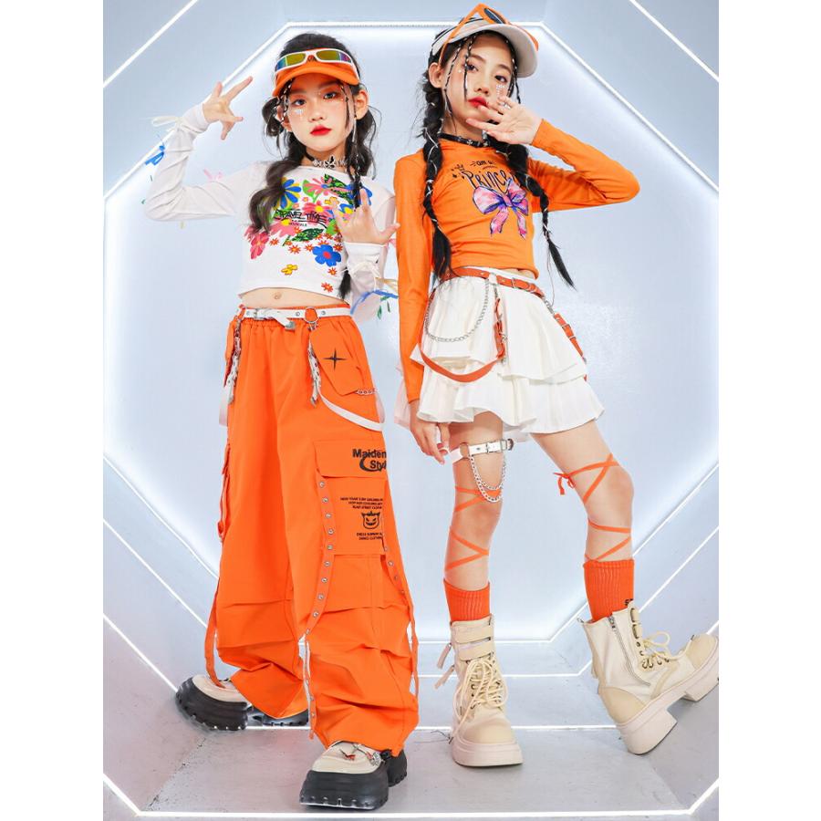 ダンス衣装 ヒップホップ ステージ衣装 花柄 キッズダンス パンツ