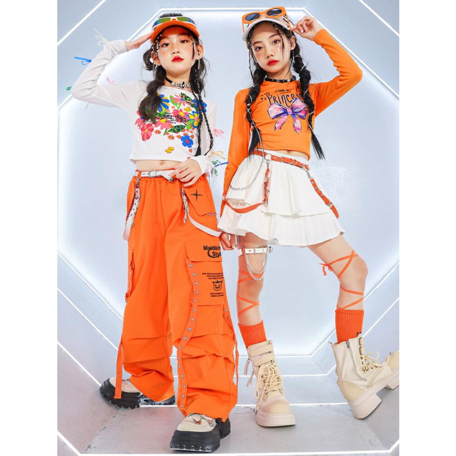 ダンス衣装 ヒップホップ ステージ衣装 花柄 キッズダンス パンツ
