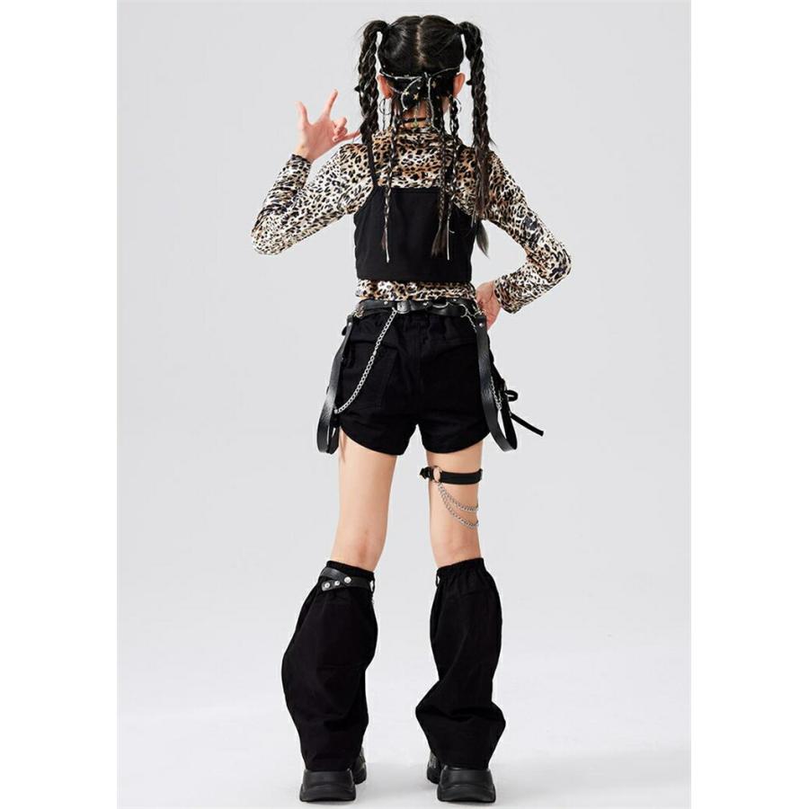 セットアップ キッズダンス ヒョウ柄 トップス ショーツ レッグ