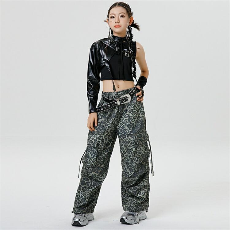 豹柄 セットアップ キッズダンス ヒョウ柄 トップス パンツ レザー