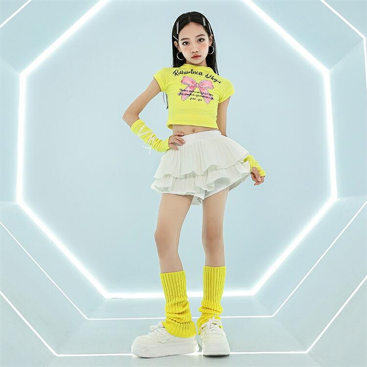 セットアップ へそ出し かわいい イエロー 黄色 リボン柄 アームカバー