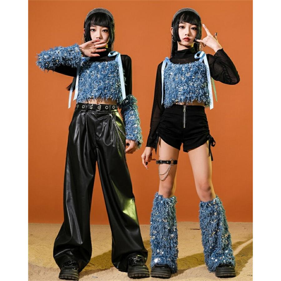 チアダンス セットアップ 女の子 キッズダンス衣装 レッグウォーマー