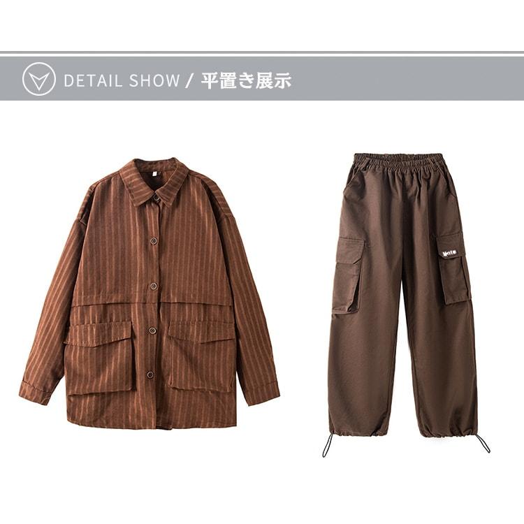 トップス パンツ 単品 170サイズ 茶色 ダンス 練習着 キッズ シャツ
