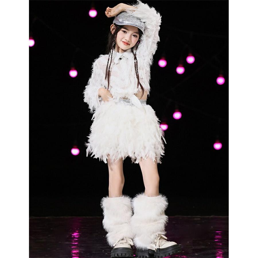 セットアップ キッズダンス トップス パンツ スカート レディース 白